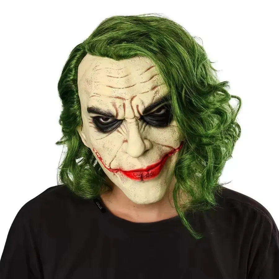 The Dark Knight Joker Mask Halloween Party Unisex Adult Cosplay Latex Full Face Mask Head Cover Party Performance Stage Props ﻿